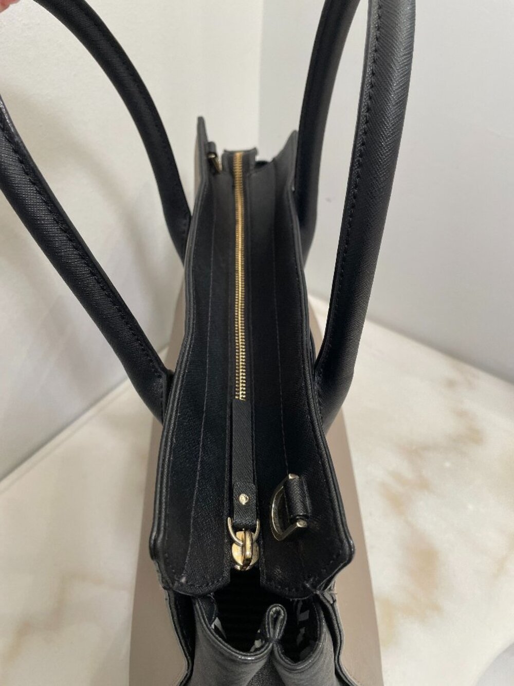 Kate Spade Cameron Street Candace Leather Satchel Color Block Black & Tan Large - Picture 9 of 16